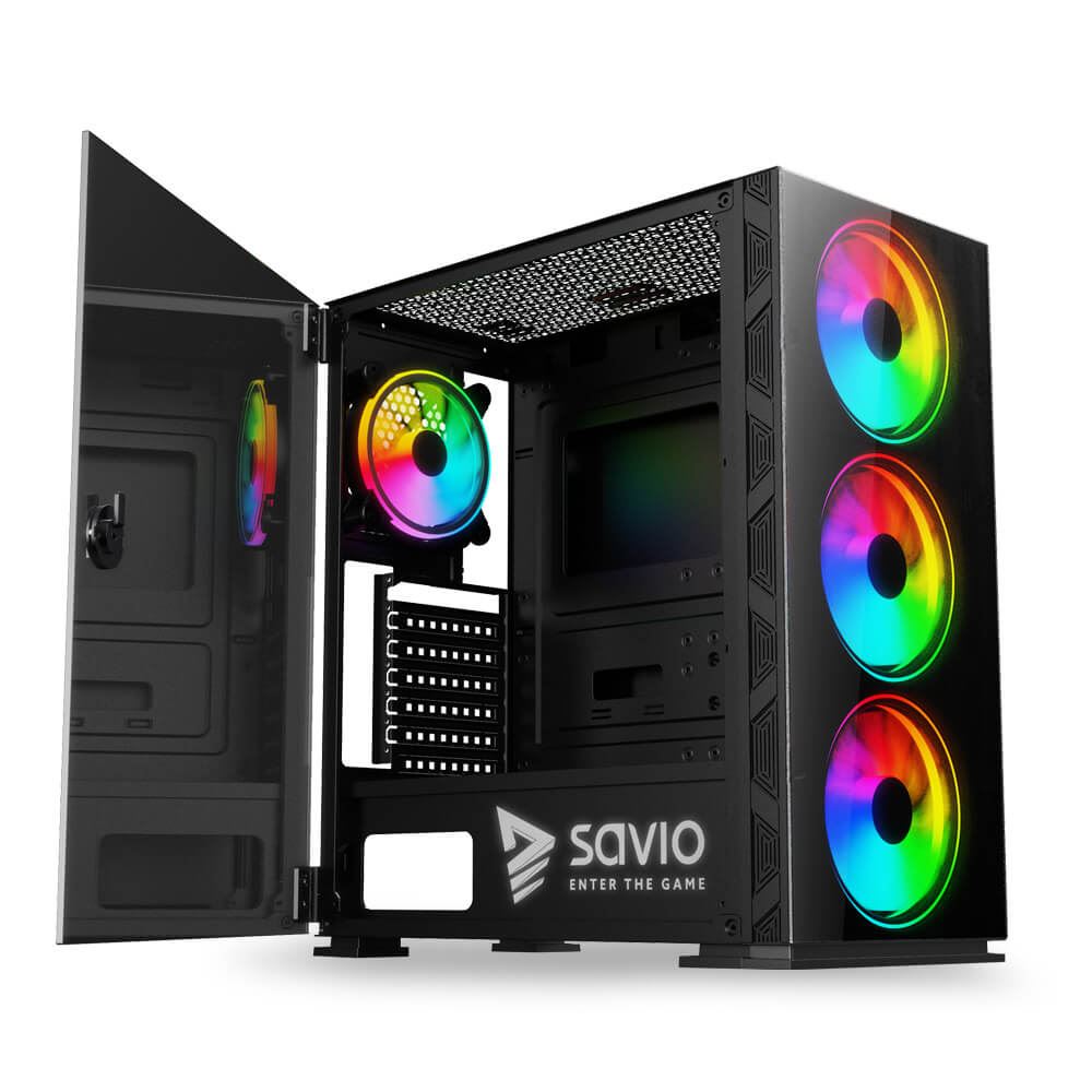 Savio Prime X1 ARGB táp nélküli ablakos ház fekete (SAVGC-PRIMEX1)