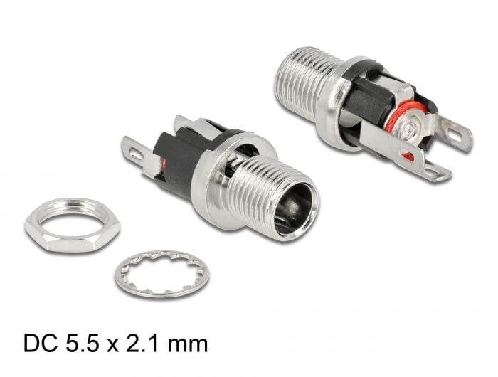 Delock DC csatlakozó anya 5,5 x 2,1 x 12,0 mm-es forrasztott foglalatfej verzióval Delock DC csatlakozó anya 5,5 x 2,1 x 12,0 mm-es forrasztott foglalatfej verzióval