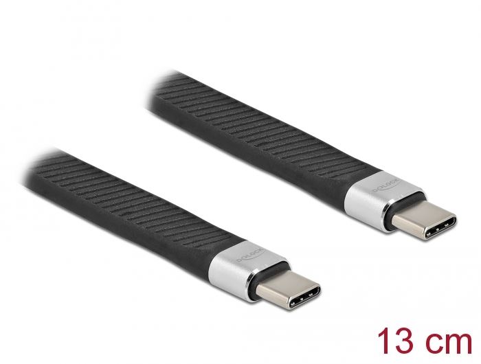 Delock USB-C 2.0 - USB-C 2 FPC lapos csík kábel 13 cm fekete (86940)