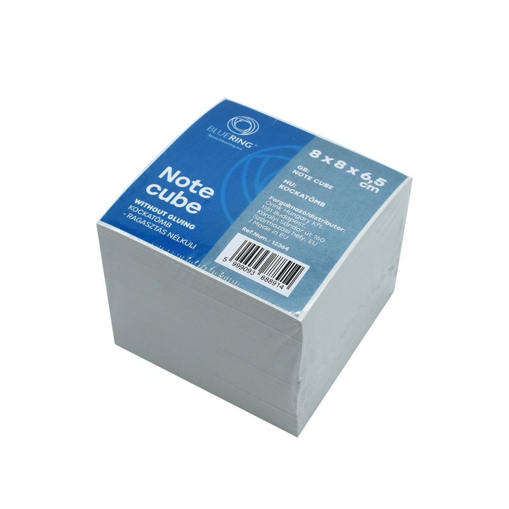 Bluering Kockatömb 8x8x6,5cm, ragasztás nélküli, 80% fehérség  fehér