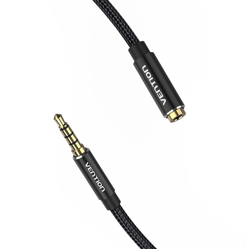 TRRS 3.5mm Male to 3.5mm Female Audio Extender 1,5m Vention BHCBG Black TRRS 3.5mm Male to 3.5mm Female Audio Extender 1,5m Vention BHCBG Black
