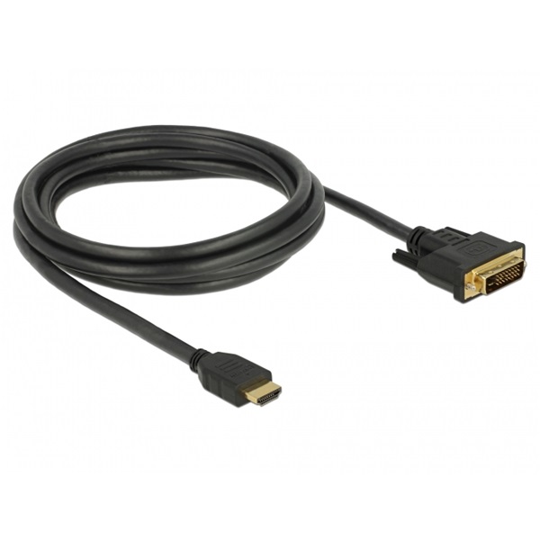 Delock 85654 HDMI male to DVI 24+1 male kétirányú kábel, 2m Delock 85654 HDMI male to DVI 24+1 male kétirányú kábel, 2m