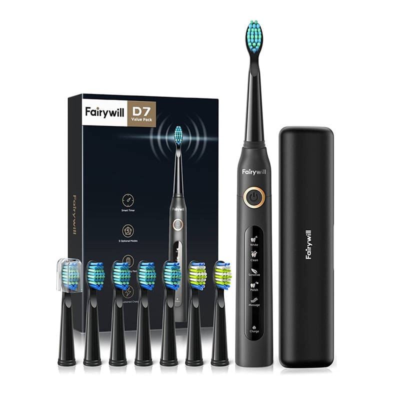 Fairywill D7 Value Pack elektromos fogkefe fejkészlettel fekete (6973734202689) Fairywill D7 Value Pack elektromos fogkefe fejkészlettel fekete (6973734202689)