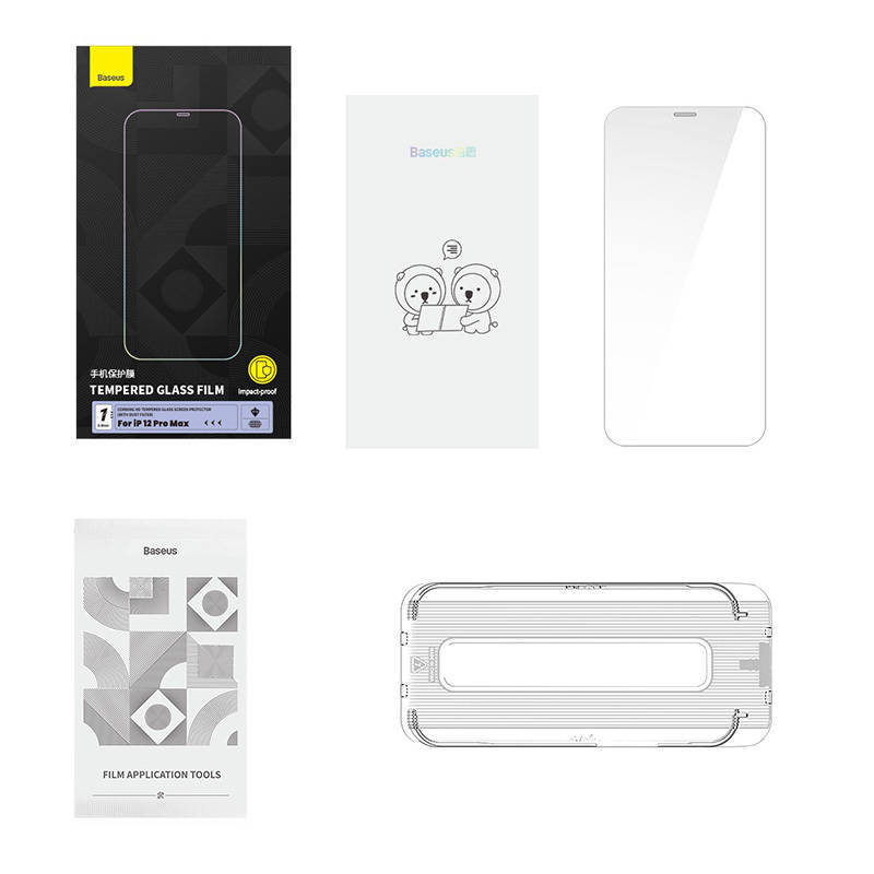 Tempered Glass Baseus 0.4mm Iphone 12 Pro  MAX + cleaning kit