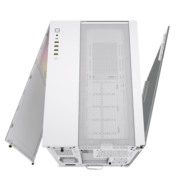 CORSAIR Ház iCUE LINK 6500X RGB, 3x iCUE LINK RX120 RGB Ventilátor, Tápegység nélkül, Edzett Üveg, fehér