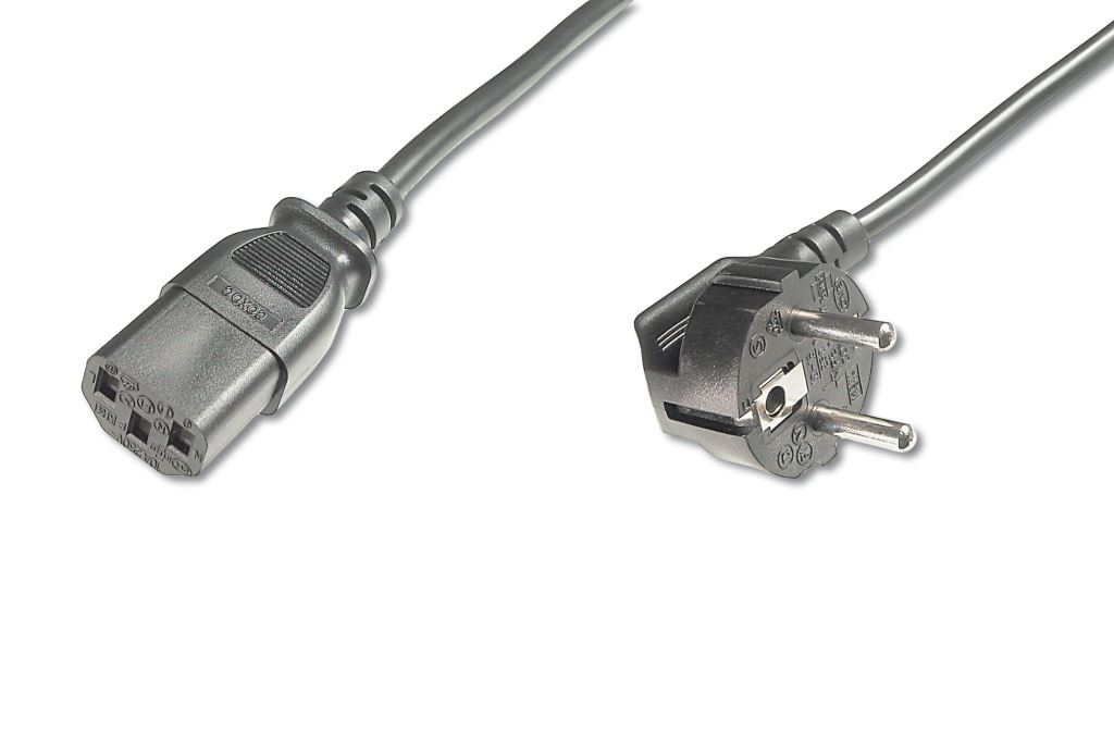 Assmann Schuko (CEE 7/7)/IEC C13  0,75m 90 fokos szögben hajlított hálózati kábel  (AK-440109-008-S)
