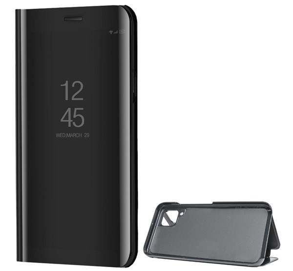 Tok álló (aktív FLIP, oldalra nyíló, asztali tartó funkció, tükrös felület, Mirror View Case) FEKETE [Huawei P40 Lite 4G / Nova 6 SE]
