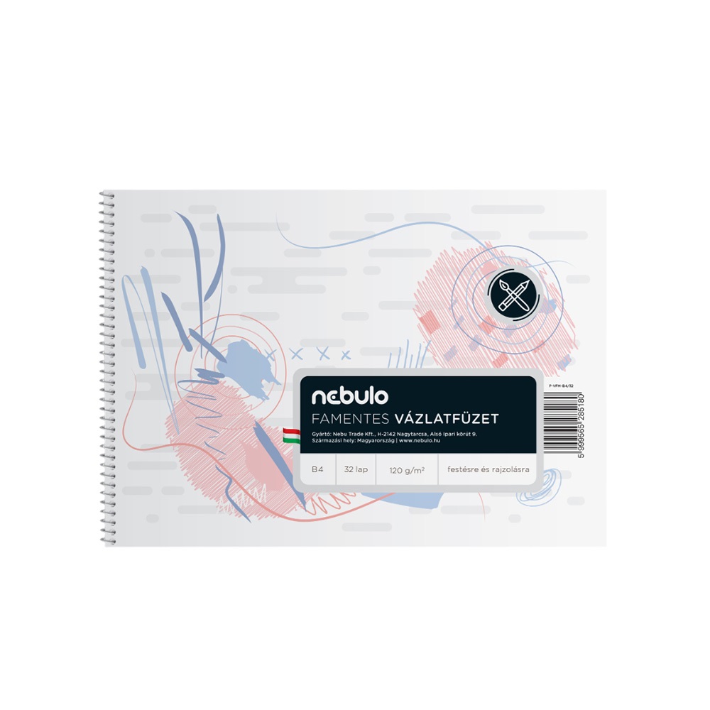 Nebuló Vázlatfüzet B4, spirálos, 120g,  (P-VFM-B4/32)