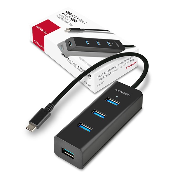Axagon HUE-S2C négyportos USB 3.0 HUB gyorstöltéssel