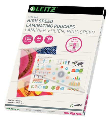 Leitz iLAM meleglamináló fólia gyors, A4, 125 mikron (74300002) Leitz iLAM meleglamináló fólia gyors, A4, 125 mikron (74300002)