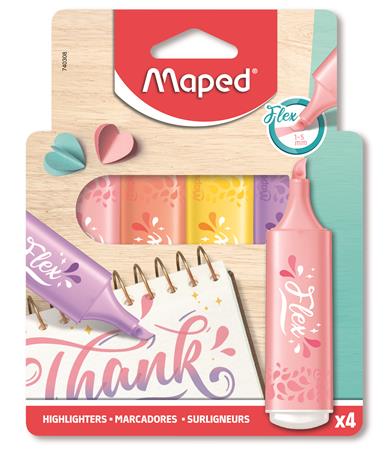 Szövegkiemelő, 1-5 mm, MAPED "Fluo Peps Flex Pastel", pasztell szín,  vegyes készletek