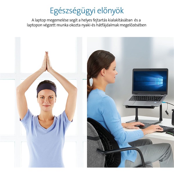 Kensington SmartFit Riser állítható magasságú fekete notebook állvány