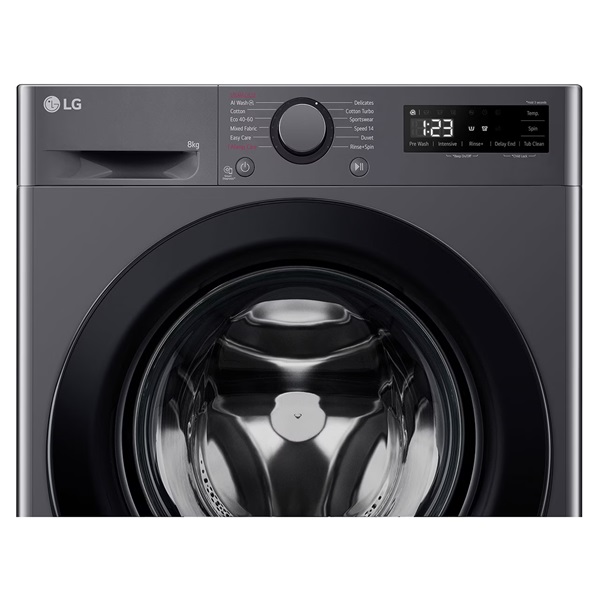 LG F2WR508SBM Elöltöltős keskeny mosógép – 8 kg, 1200 ford./perc, A Energiaosztály, Gőz technológia, AI DD™ technológia