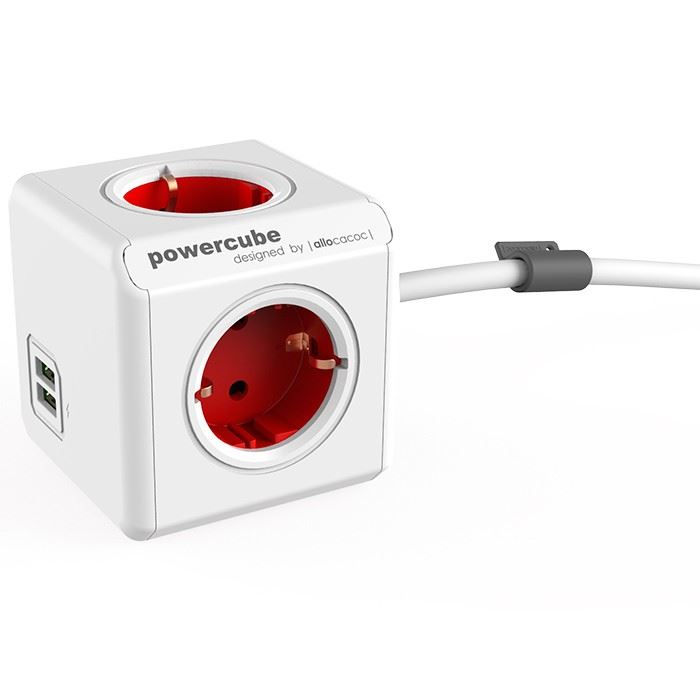 Allocacoc PowerCube Extended USB hálózati elosztó 1.5m fehér-piros (1402RD/DEEUPC) Allocacoc PowerCube Extended USB hálózati elosztó 1.5m fehér-piros (1402RD/DEEUPC)