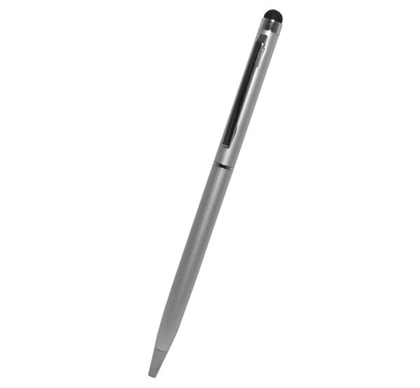 Érintőképernyő ceruza 2in1 (toll, kapacitív érintőceruza, 13cm) EZÜST