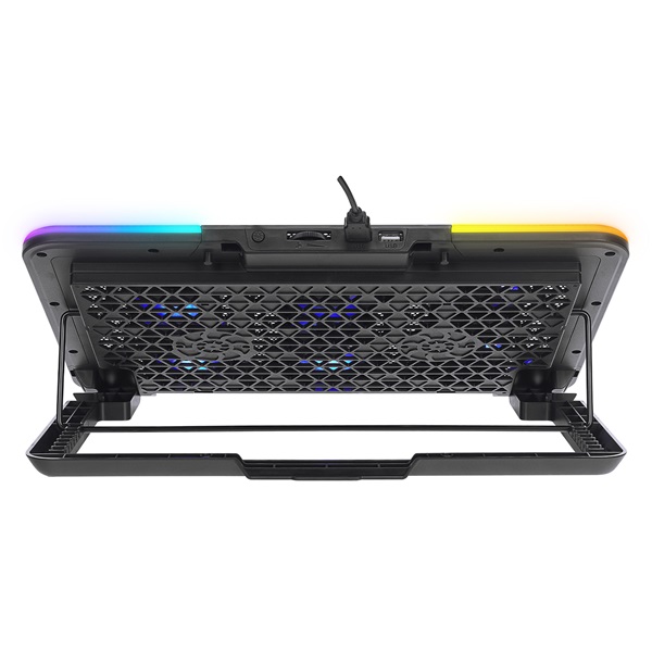 Rampage     SIXPOWER 15,6"-ig R9 fém rács 6xventi  RGB 2xUSB-A  kék LED Notebook Hűtőpad