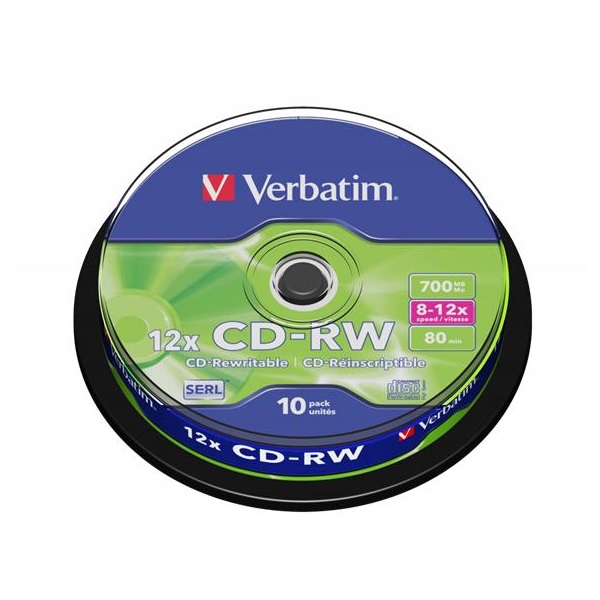 VERBATIM CD-RW lemez újraírható SERL 700MB 8-10x 10 db hengeren VERBATIM CD-RW lemez újraírható SERL 700MB 8-10x 10 db hengeren