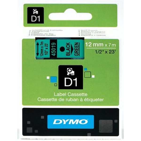 Dymo D1 12mmx7m fekete/zöld feliratozógép szalag Dymo D1 12mmx7m fekete/zöld feliratozógép szalag