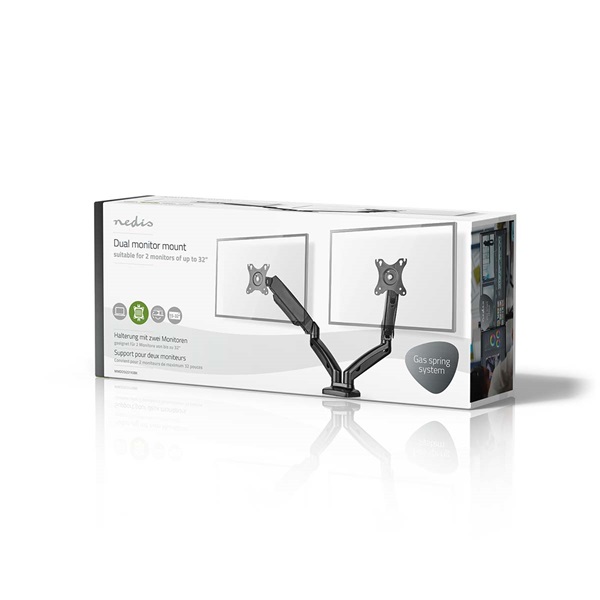NEDIS MMDOSGS110BK dupla 15-32" gázrugós asztali monitor tartó NEDIS MMDOSGS110BK dupla 15-32" gázrugós asztali monitor tartó