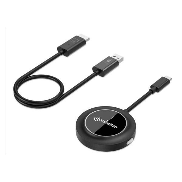 ICINTRACOM MANHATTAN Wireless Extender, USB-C - HDMI, kijelzőadapter, Prezentációs Kit, 1080p@60Hz, 30m, fekete (208420)