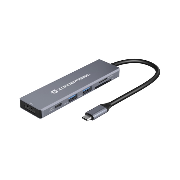 Conceptronic  DONN23G  USB-C to HDMI/USB-C PD/USB 3.0/SD/TF Notebook Dokkoló