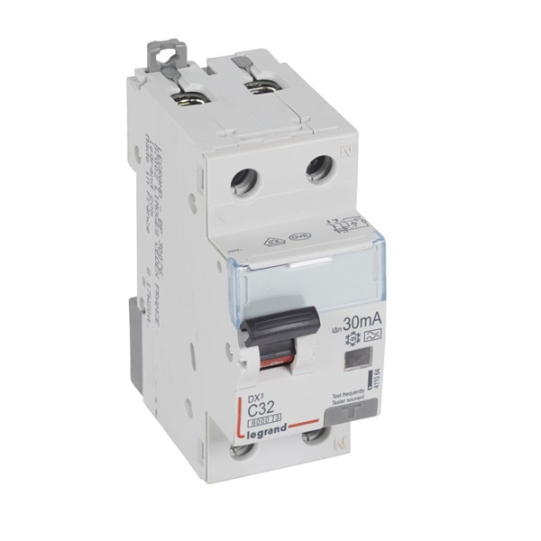 Legrand DX3 1P+N kombinált áram-védőkapcsoló C32 6000A / 10kA 30mA A típus Legrand DX3 1P+N kombinált áram-védőkapcsoló C32 6000A / 10kA 30mA A típus