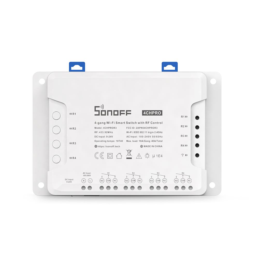 Sonoff 4CH PRO (R3) Wi-Fi-s és RF-es időzíthető kapcsoló relé négy áramkörhöz (SON-REL-4CHP-R3 / 4CHPROR3) Sonoff 4CH PRO (R3) Wi-Fi-s és RF-es időzíthető kapcsoló relé négy áramkörhöz (SON-REL-4CHP-R3 / 4CHPROR3)