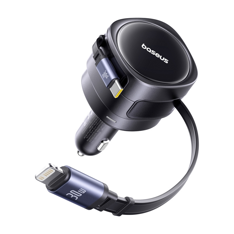 Baseus Enjoyment Max autós töltő USB-C + villámkábelekkel 60W Fekete