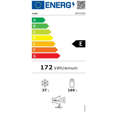 Tesla RD2101EH  Felülfagyasztós hűtőszekrény, E energiaosztály, Fehér