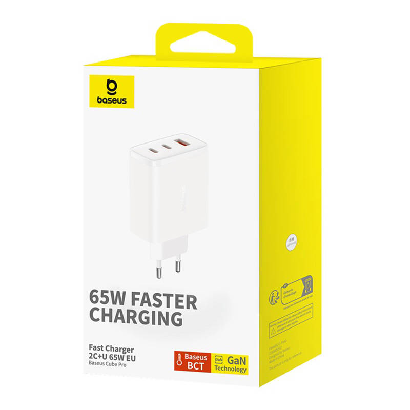 Wall charger Baseus OS-Cube Pro 2xUSB-C + USB, 65W (white) Wall charger Baseus OS-Cube Pro 2xUSB-C + USB, 65W (white)
