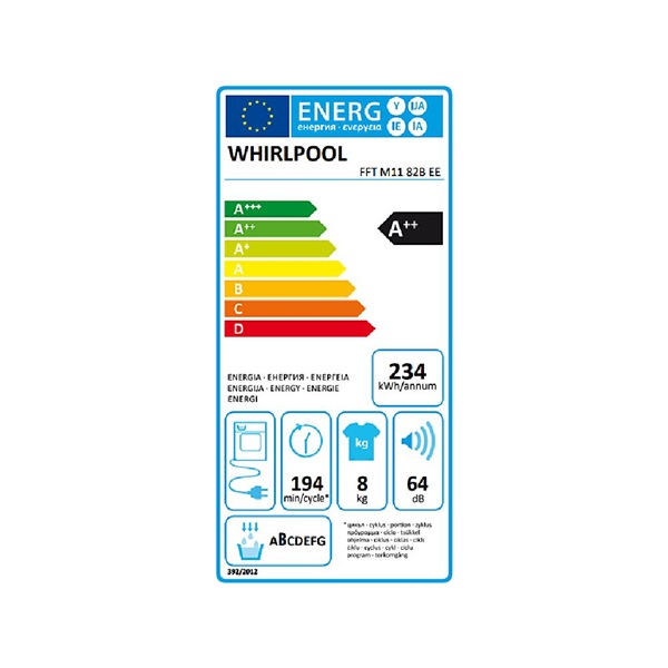 Whirpool FFT M11 82B EE R 8 kg hőszivattyús szárítógép