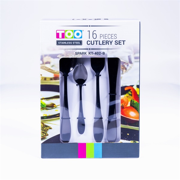 TOO KT-402 B Spark 16 db-os fekete evőeszköz készlet TOO KT-402 B Spark 16 db-os fekete evőeszköz készlet