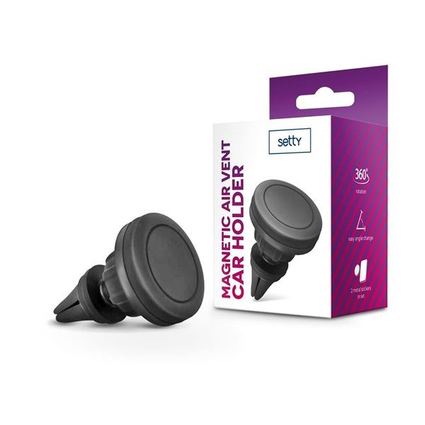 Setty TF-0060 univerzális szellőzőrácsba illeszthető mágneses autós telefontartó fekete Setty TF-0060 univerzális szellőzőrácsba illeszthető mágneses autós telefontartó fekete