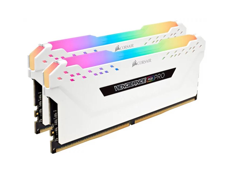 32GB 2666MHz DDR4 RAM Corsair Vengeance RGB PRO fehér CL16 (2x16GB) (CMW32GX4M2A2666C16W)