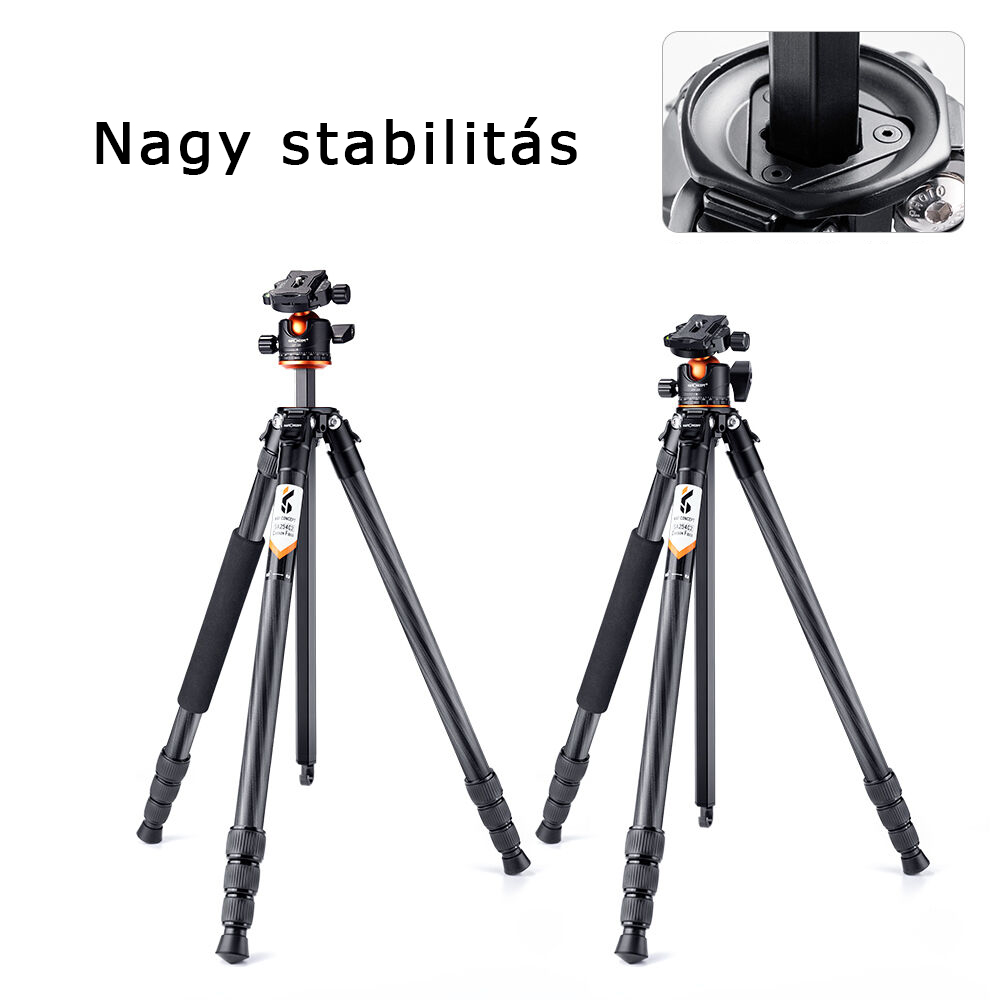 K&F Concept A254C4+BH-35L karbon állvány + monopod, fekete-narancs