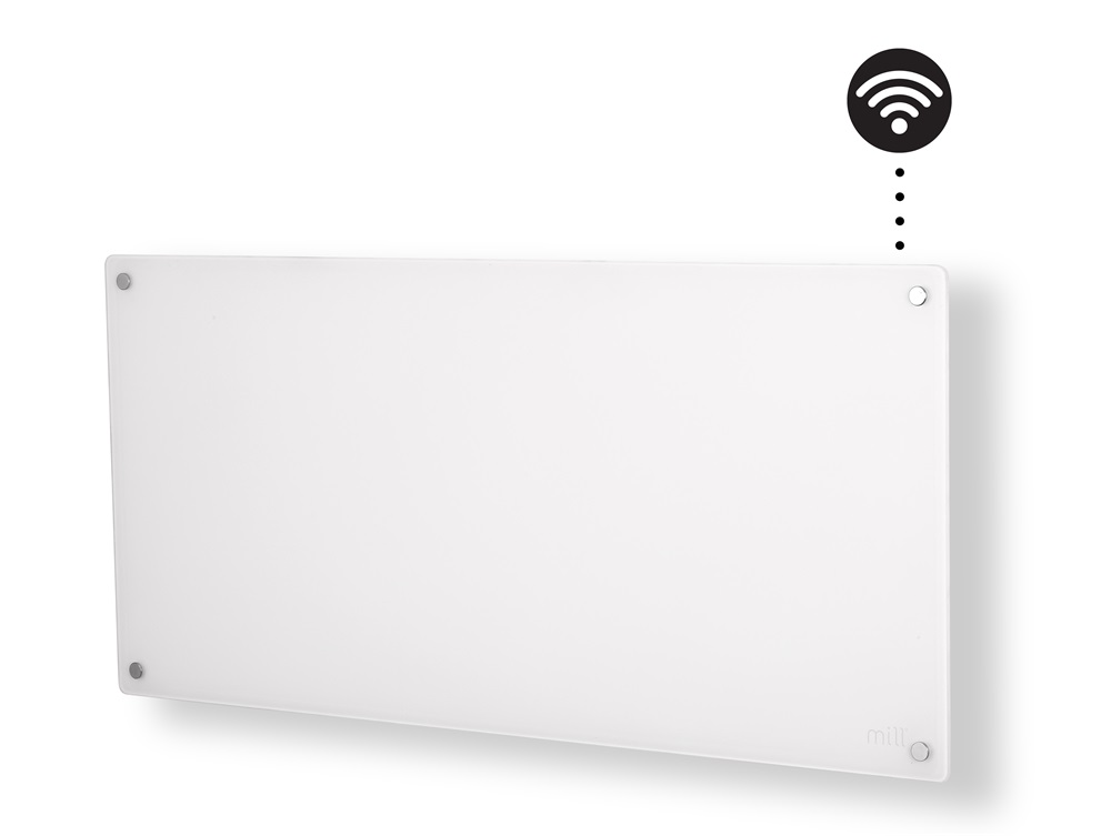 Mill Glass WiFi intelligens fűtőpanel fehér üveg előlappal 900W (GL900WIFI3)