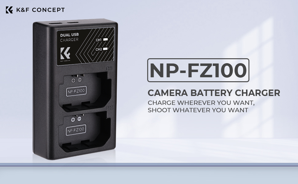 K&F Concept hordozható dupla BC-QZ1 akkumulátor töltő, USB-C, 2db FZ100 akkumulátorhoz K&F Concept hordozható dupla BC-QZ1 akkumulátor töltő, USB-C, 2db FZ100 akkumulátorhoz
