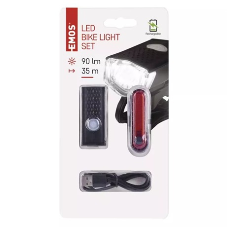 Emos P3923 TÖLTHETŐ LED KERÉKPÁR LÁMPA SZETT, 90 LM