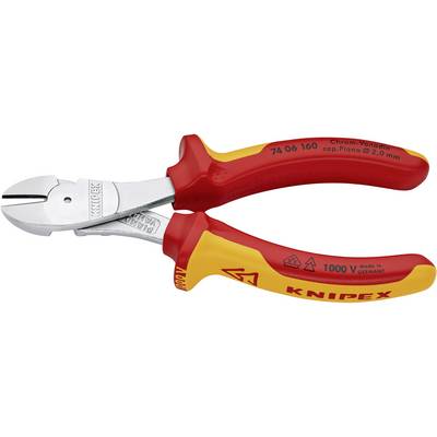 VDE erőkímélő oldalcsípőfogó, közepes/kemény/zongora huzal max.: O 3,4/2,5/2 mm, Knipex 74 06 160 VDE erőkímélő oldalcsípőfogó, közepes/kemény/zongora huzal max.: O 3,4/2,5/2 mm, Knipex 74 06 160