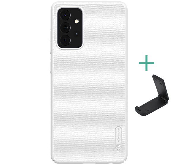 NILLKIN SUPER FROSTED műanyag telefonvédő (gumírozott, érdes felület + asztali tartó) FEHÉR [Samsung Galaxy A72 5G (SM-A726F)]