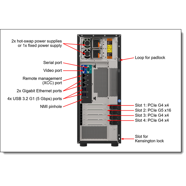 LENOVO torony szerver ST250 V3 (2.5"). 8C E-2468 2.6Ghz, 1x32GB, NoHDD, 5350-8i, XCC2: P, 1x800W.