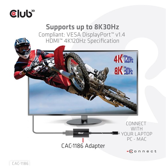  Club3D Mini DisplayPort 1.4 to HDMI 4K120Hz with DSC1.2 Active Adapter M/F