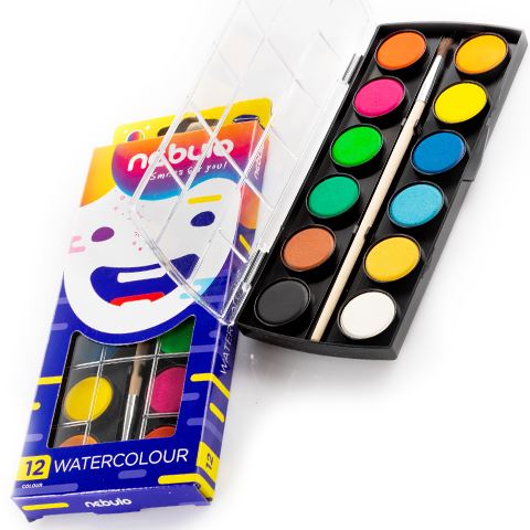 Nebulo vízfesték készlet 12 színű 23mm-es korongokkal (NVF-23-12) Nebulo vízfesték készlet 12 színű 23mm-es korongokkal (NVF-23-12)