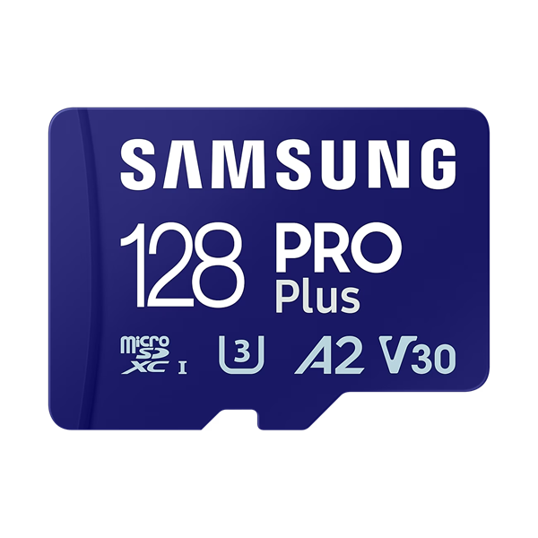 Samsung 128GB microSDXC Pro Plus Class10 U3 A2 V30 + adapterrel Samsung 128GB microSDXC Pro Plus Class10 U3 A2 V30 + adapterrel