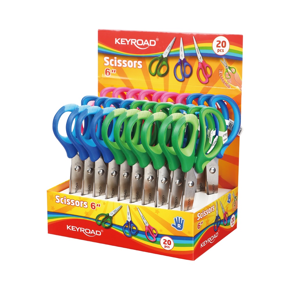 Keyroad Olló, 15 cm, hegyes, 20 db/display, Soft Grip, vegyes színek (KR971552) Keyroad Olló, 15 cm, hegyes, 20 db/display, Soft Grip, vegyes színek (KR971552)