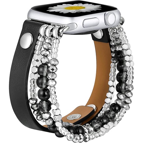 Mybandz 13457 APPLE WATCH GYÖNGYÖS BŐRÓRASZÍJ- FEKETE /40/41 ÉS 42 MM Mybandz 13457 APPLE WATCH GYÖNGYÖS BŐRÓRASZÍJ- FEKETE /40/41 ÉS 42 MM
