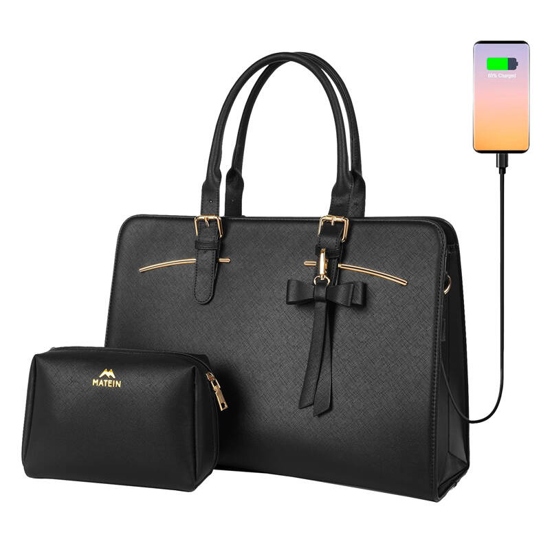 Matein 1310 Női USB 15.6'' laptop táska kozmetikai tokkal  Fekete 