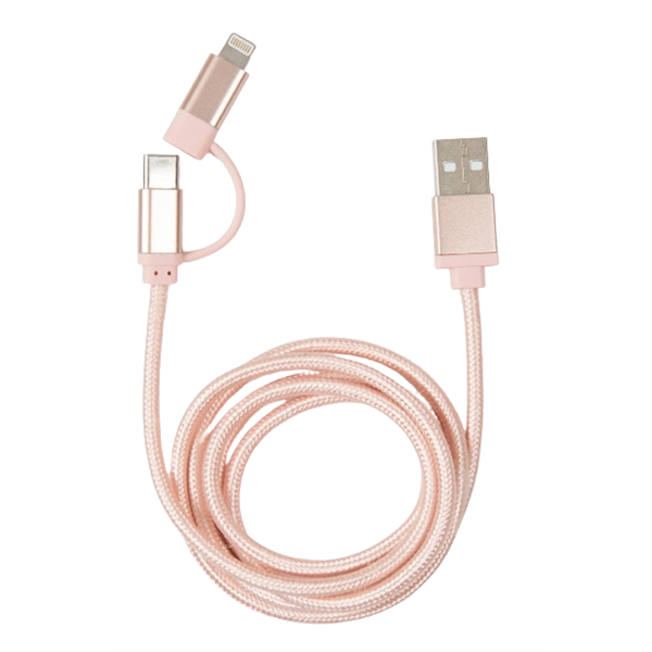 Kikkerland US237-RG fonott USB-C Lightning rózsaarany kábel Kikkerland US237-RG fonott USB-C Lightning rózsaarany kábel