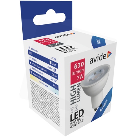 Avide ABGU10CW-7W-NBA LED SPOT IZZÓ ALU+PLASTIC 7W GU10 36° CW 6400K