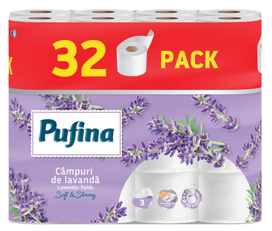 PUFINA Lavender Fields 3 rétegű  kistekercses 32 tekercs  levendula illattal Toalettpapír